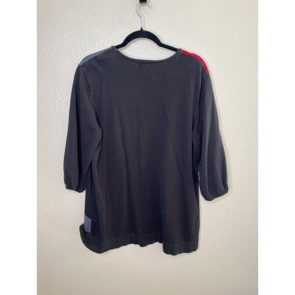 Dressbarn Womens Colorblock 3/4 Sleeve Top‎ Size 14/16 Red Black Pullover Cotton - Picture 6 of 7